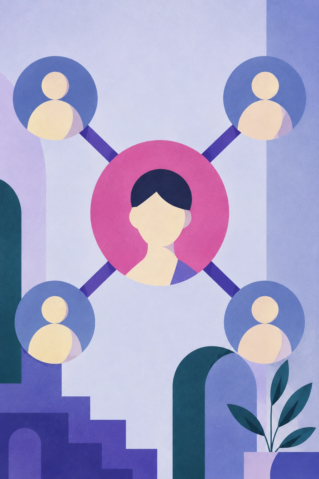A central figure connected to four team members, illustrating clear ownership and reporting lines